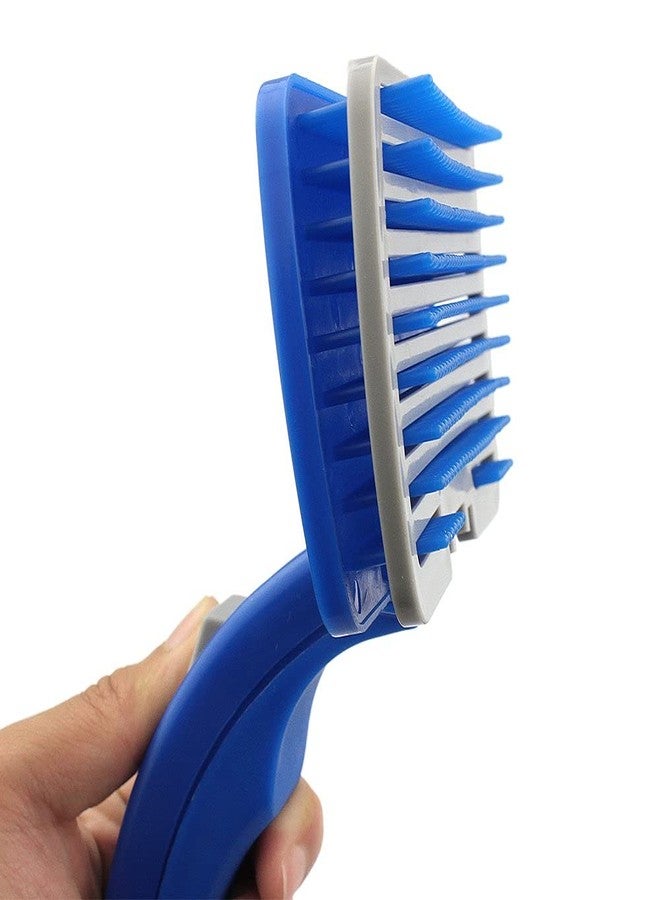 فرشاة احترافية للعناية بالحيوانات الأليفة، فرشاة تنظيف ذاتي للكلاب، مقبض أزرق وأسود، تصميم مريح للكلاب (عبوة من قطعتين) - Image 2